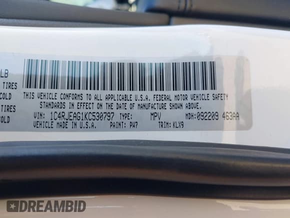 ✅ 2019 Jeep Grand Cherokee Upland • VIN: 1C4RJEAG1KC530797 • Lot: 41692641. Listed on IAAI with 62,802 mi. Free auction sales archive from the USA and detailed vehicle history report at DreamBid. Image 9.