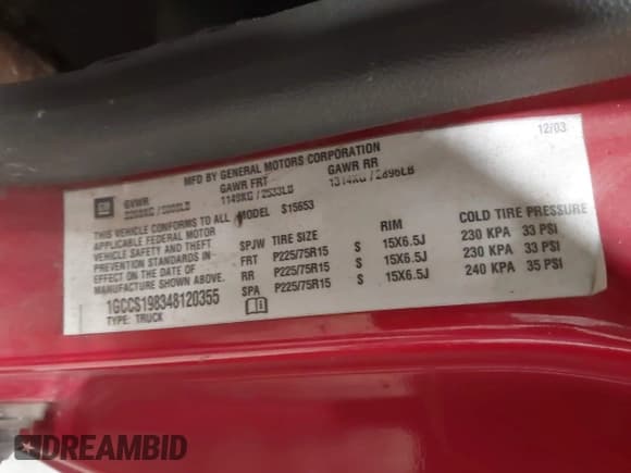 ✅ 2004 Chevrolet Colorado Z85 • VIN: 1GCCS198348120355 • Lot: 43524688. Wystawiony na IAAI z przebiegiem 122 781 mil. Bezpłatny archiwum sprzedaży aukcyjnych z USA i szczegółowy raport historii pojazdu na DreamBid. Zdjęcie 9.