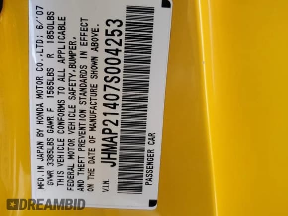 ✅ 2007 Honda S2000 • VIN: JHMAP21407S004253 • Lot: 50523245. Wystawiony na Copart z przebiegiem 149 901 mil. Bezpłatny archiwum sprzedaży aukcyjnych z USA i szczegółowy raport historii pojazdu na DreamBid. Zdjęcie 12.