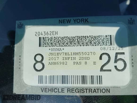 ✅ 2017 Infiniti Q60 Premium • VIN: JN1EV7EL1HM550270 • Lot: 42638824. Listed on IAAI with 47,400 mi. Free auction sales archive from the USA and detailed vehicle history report at DreamBid. Image 18.