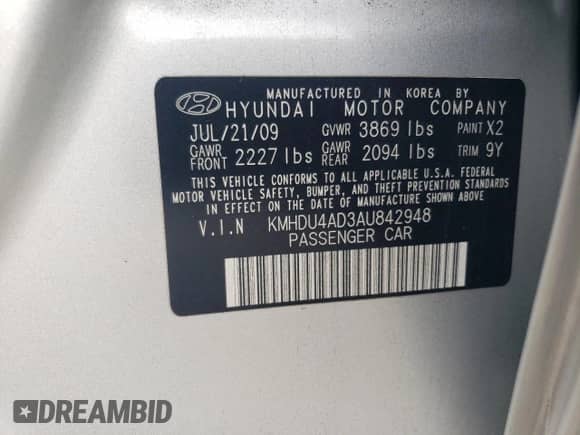 2010 Hyundai Elantra GLS z VIN KMHDU4AD3AU842948, wystawiony jako Copart lot #72817344 z przebiegiem 120 540 mil mil oraz Szkoda całkowita • Salvage title. Historia ofert i sprzedaży dostępna na DreamBid. Obrazek 12.