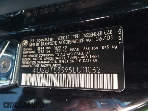 ✅ 2005 BMW Z4 3.0i • VIN: 4USBT53595LU11062 • Лот: 43750814. Опубликован ранее на IAAI с пробегом 211 425 миль. Бесплатный доступ к архиву аукционных продаж из США и подробный отчёт об истории автомобиля на DreamBid. Изображение 9.