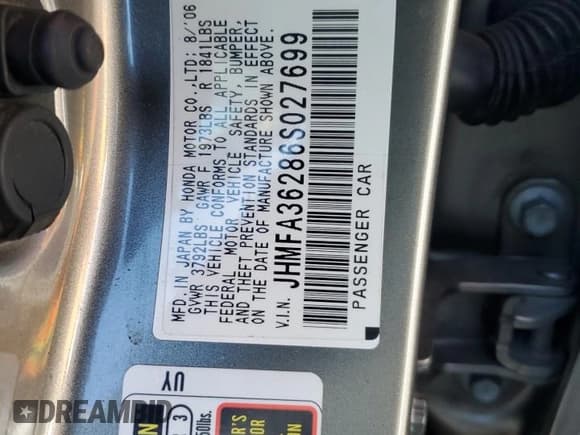 ✅ 2006 Honda Civic • VIN: JHMFA36286S027699 • Lot: 90377305. Listed on Copart with 214,073 mi. Free auction sales archive from the USA and detailed vehicle history report at DreamBid. Image 12.