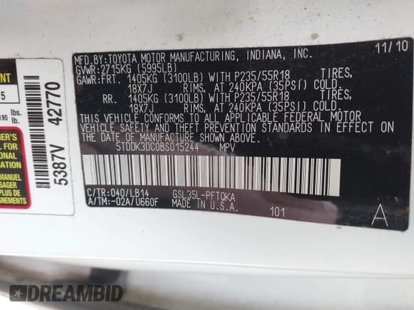 ✅ 2011 Toyota Sienna XLE • VIN: 5TDDK3DC0BS015244 • Lot: 41413002. Wystawiony na IAAI z przebiegiem 128 591 mil. Bezpłatny archiwum sprzedaży aukcyjnych z USA i szczegółowy raport historii pojazdu na DreamBid. Zdjęcie 9.