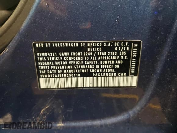 ✅ 2015 Volkswagen Jetta SE • VIN: 3VWD17AJ5FM290110 • Лот: 87468015. Опубликован ранее на Copart с пробегом 64 209 миль. Бесплатный доступ к архиву аукционных продаж из США и подробный отчёт об истории автомобиля на DreamBid. Изображение 12.