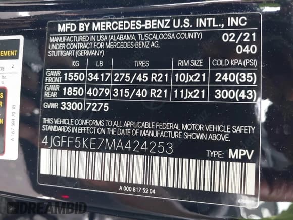 ✅ 2021 Mercedes-Benz GLS 450 • VIN: 4JGFF5KE7MA424253 • Лот: 42254724. Опубликован ранее на IAAI с пробегом 45 504 миль. Бесплатный доступ к архиву аукционных продаж из США и подробный отчёт об истории автомобиля на DreamBid. Изображение 9.