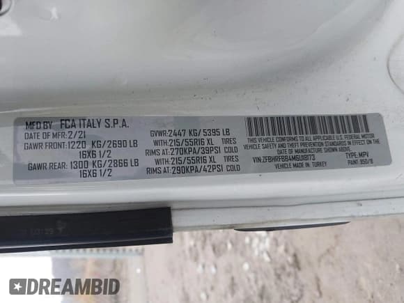 ✅ 2021 Ram ProMaster City Cargo Tradesman SLT • VIN: ZFBHRFBB4M6U18173 • Лот: 43763531. Опубликован ранее на IAAI с пробегом 120 054 миль. Бесплатный доступ к архиву аукционных продаж из США и подробный отчёт об истории автомобиля на DreamBid. Изображение 9.