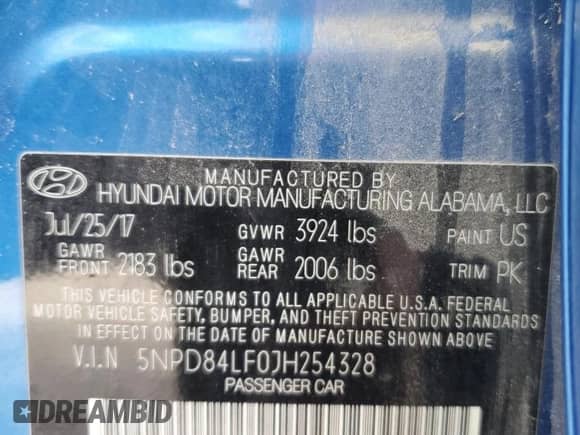 ✅ 2018 Hyundai Elantra SEL • VIN: 5NPD84LF0JH254328 • Lot: 85513585. Listed on Copart with 108,531 mi miles. Access the free auction sales archive from the USA and view a detailed vehicle history report at DreamBid. Image 12.