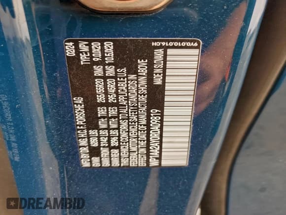 ✅ 2024 Porsche Cayenne • VIN: WP1AA2AY0RDA09819 • Lot: 95174825. Listed on Copart with 23,899 mi. Free auction sales archive from the USA and detailed vehicle history report at DreamBid. Image 14.