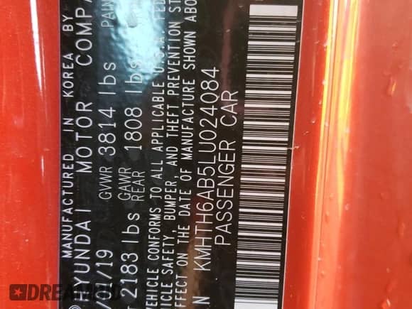 2020 Hyundai Veloster Turbo R-Spec z VIN KMHTH6AB5LU024084, wystawiony jako Copart lot #88993515 z przebiegiem 42 188 mil mil oraz Szkoda całkowita • Salvage title. Historia ofert i sprzedaży dostępna na DreamBid. Obrazek 12.