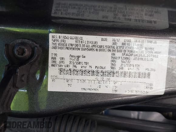 ✅ 2018 Ford Focus SE • VIN: 1FADP3K26JL207902 • Lot: 43382822. Wystawiony na IAAI z przebiegiem 115 522 mil. Bezpłatny archiwum sprzedaży aukcyjnych z USA i szczegółowy raport historii pojazdu na DreamBid. Zdjęcie 9.