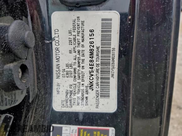 ✅ 2004 Infiniti G35 w/Leather • VIN: JNKCV54E84M826156 • Lot: 94787555. Wystawiony na Copart z przebiegiem 170 986 mil. Bezpłatny archiwum sprzedaży aukcyjnych z USA i szczegółowy raport historii pojazdu na DreamBid. Zdjęcie 12.