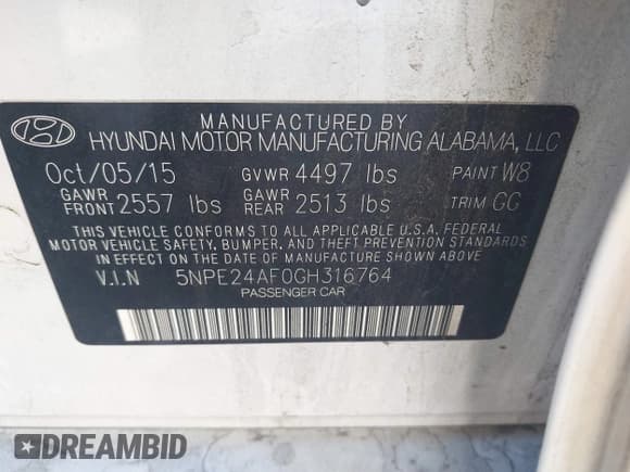 ✅ 2016 Hyundai Sonata 2.4L • VIN: 5NPE24AF0GH316764 • Лот: 43704488. Опубликован ранее на IAAI с пробегом 123 911 миль. Бесплатный доступ к архиву аукционных продаж из США и подробный отчёт об истории автомобиля на DreamBid. Изображение 9.