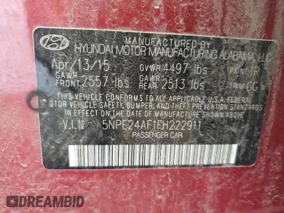 2015 Hyundai Sonata SE z VIN 5NPE24AF1FH222911, wystawiony jako Copart lot #91146455 z przebiegiem 76 460 mil mil oraz Czysty tytuł • Clean title. Historia ofert i sprzedaży dostępna na DreamBid. Obrazek 12.