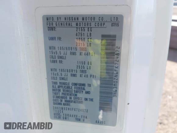 ✅ 2015 Chevrolet City Express Cargo LT • VIN: 3N63M0ZN6FK724872 • Лот: 43702466. Опубликован ранее на IAAI с пробегом 105 372 миль. Бесплатный доступ к архиву аукционных продаж из США и подробный отчёт об истории автомобиля на DreamBid. Изображение 9.