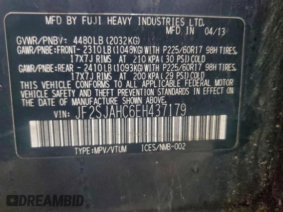 ✅ 2014 Subaru Forester Limited • VIN: JF2SJAHC6EH437179 • Лот: 94449745. Опубликован ранее на Copart с пробегом 155 354 миль. Бесплатный доступ к архиву аукционных продаж из США и подробный отчёт об истории автомобиля на DreamBid. Изображение 13.