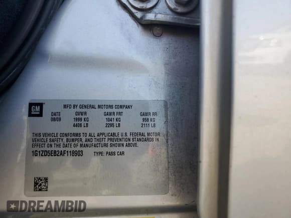 ✅ 2010 Chevrolet Malibu 2LT • VIN: 1G1ZD5EB2AF118903 • Lot: 70749244. Listed on Copart with 170,585 mi. Free auction sales archive from the USA and detailed vehicle history report at DreamBid. Image 12.