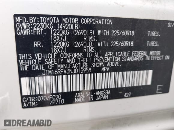 ✅ 2022 Toyota RAV4 Hybrid SE • VIN: JTM16RFV3NJ015958 • Лот: 43667971. Опубликован ранее на IAAI с пробегом 28 551 миль. Бесплатный доступ к архиву аукционных продаж из США и подробный отчёт об истории автомобиля на DreamBid. Изображение 9.