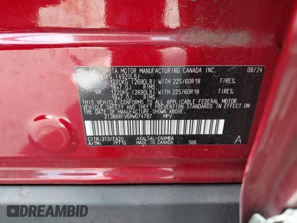 ✅ 2024 Toyota RAV4 Hybrid XLE Premium • VIN: 2T3B6RFV6RW074787 • Lot: 43250168. Wystawiony na IAAI z przebiegiem 19 683 mil. Bezpłatny archiwum sprzedaży aukcyjnych z USA i szczegółowy raport historii pojazdu na DreamBid. Zdjęcie 9.