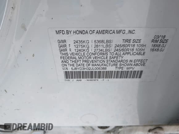 ✅ 2018 Acura MDX • VIN: 5J8YD3H32JL006388 • Лот: 42441975. Опубликован ранее на IAAI с пробегом 47 070 миль. Бесплатный доступ к архиву аукционных продаж из США и подробный отчёт об истории автомобиля на DreamBid. Изображение 9.