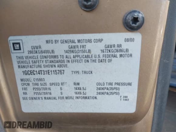 ✅ 2001 Chevrolet Silverado 1500 LS • VIN: 1GCEC14T31E115767 • Лот: 43558541. Опубликован ранее на IAAI с пробегом 181 968 миль. Бесплатный доступ к архиву аукционных продаж из США и подробный отчёт об истории автомобиля на DreamBid. Изображение 9.