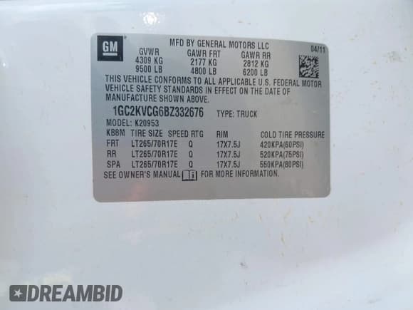 ✅ 2011 Chevrolet Silverado 2500HD Work Truck • VIN: 1GC2KVCG6BZ332676 • Lot: 43212579. Wystawiony na IAAI z przebiegiem 255 754 mil. Bezpłatny archiwum sprzedaży aukcyjnych z USA i szczegółowy raport historii pojazdu na DreamBid. Zdjęcie 9.