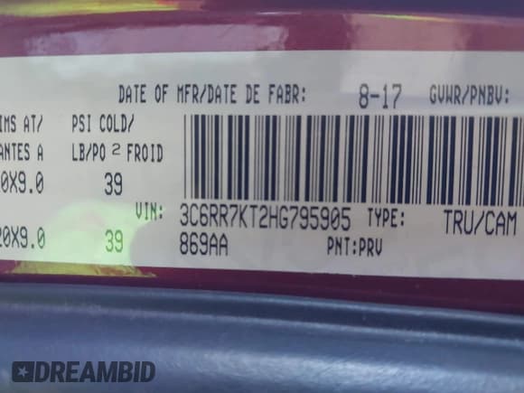 ✅ 2017 Ram 1500 Tradesman • VIN: 3C6RR7KT2HG795905 • Lot: 43440045. Wystawiony na IAAI z przebiegiem 161 343 mil. Bezpłatny archiwum sprzedaży aukcyjnych z USA i szczegółowy raport historii pojazdu na DreamBid. Zdjęcie 9.