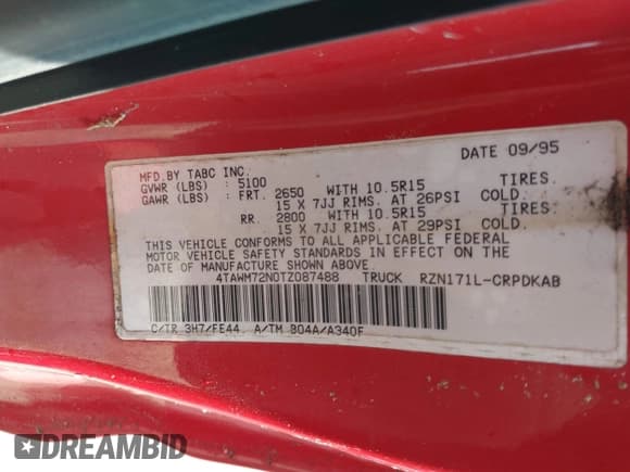 ✅ 1996 Toyota Tacoma • VIN: 4TAWM72N0TZ087488 • Лот: 42469387. Опубликован ранее на IAAI с пробегом 325 419 миль. Бесплатный доступ к архиву аукционных продаж из США и подробный отчёт об истории автомобиля на DreamBid. Изображение 9.