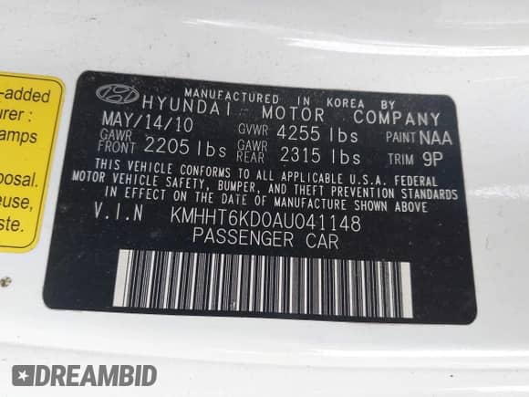 2010 Hyundai Genesis Coupe Premium с VIN KMHHT6KD0AU041148, выставлен на аукционе IAAI как лот 43268936 с пробегом 192 829 миль миль и . История ставок и продаж доступна на DreamBid. Изображение 9.