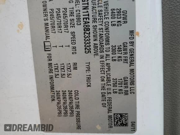 ✅ 2011 GMC Sierra 1500 Work Truck • VIN: 1GTN1TEA8BZ333325 • Лот: 82067595. Опубликован ранее на Copart с пробегом 273 859 миль. Бесплатный доступ к архиву аукционных продаж из США и подробный отчёт об истории автомобиля на DreamBid. Изображение 12.