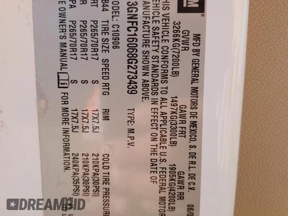 ✅ 2008 Chevrolet Suburban 2LT • VIN: 3GNFC16068G273439 • Lot: 60019295. Listed on Copart with 203,795 mi. Free auction sales archive from the USA and detailed vehicle history report at DreamBid. Image 12.