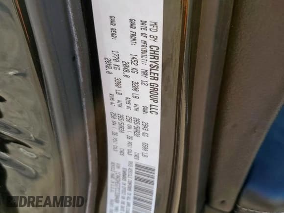 ✅ 2012 Dodge Durango Citadel • VIN: 1C4RDHEG7CC330480 • Lot: 68715775. Listed on Copart with 192,857 mi. Free auction sales archive from the USA and detailed vehicle history report at DreamBid. Image 13.