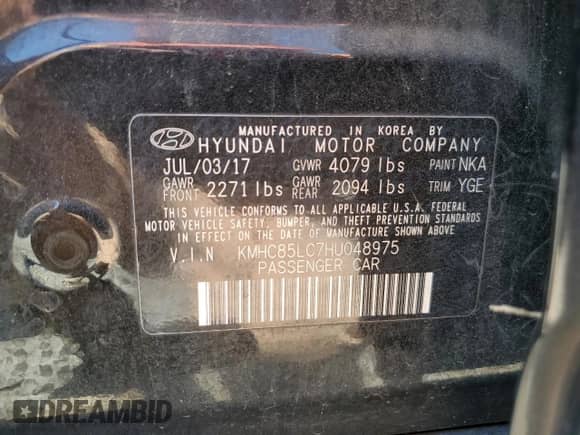 2017 Hyundai Ioniq Limited с VIN KMHC85LC7HU048975, выставлен на аукционе Copart как лот 65923184 с пробегом 150 592 миль миль и Списание • Salvage title. История ставок и продаж доступна на DreamBid. Изображение 12.