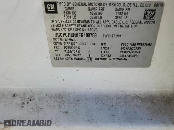 ✅ 2015 Chevrolet Silverado 1500 LT • VIN: 3GCPCREHXFG108798 • Лот: 91255275. Опубликован ранее на Copart с пробегом 250 420 миль. Бесплатный доступ к архиву аукционных продаж из США и подробный отчёт об истории автомобиля на DreamBid. Изображение 13.