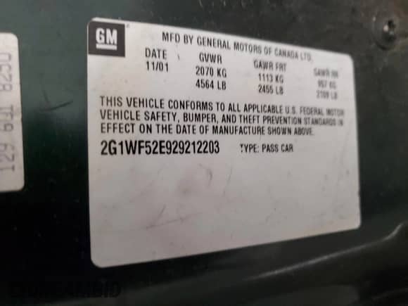 2002 Chevrolet Impala с VIN 2G1WF52E929212203, выставлен на аукционе Copart как лот 74104764 с пробегом 163 332 миль миль и Списание • Salvage title. История ставок и продаж доступна на DreamBid. Изображение 12.