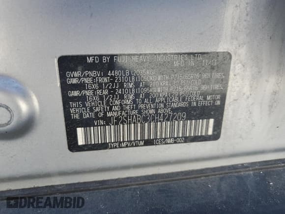 ✅ 2012 Subaru Forester X • VIN: JF2SHABC3CH427209 • Лот: 70499355. Опубликован ранее на Copart с пробегом 183 364 миль. Бесплатный доступ к архиву аукционных продаж из США и подробный отчёт об истории автомобиля на DreamBid. Изображение 12.