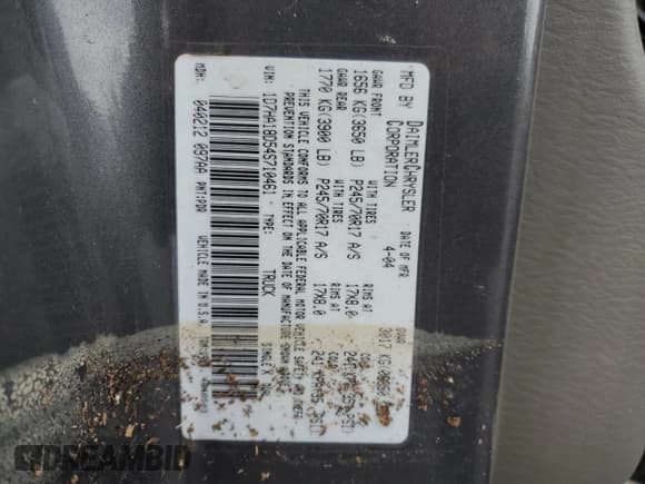 ✅ 2004 Dodge 1500 SLT • VIN: 1D7HA18D54S710461 • Лот: 74561934. Опубликован ранее на Copart с пробегом Не указан. Бесплатный доступ к архиву аукционных продаж из США и подробный отчёт об истории автомобиля на DreamBid. Изображение 13.