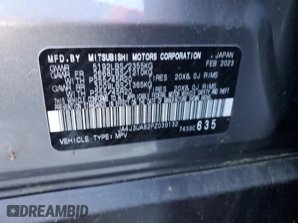 ✅ 2023 Mitsubishi Outlander SE • VIN: JA4J3UA82PZ039132 • Lot: 92363325. Listed on Copart with 36,030 mi. Free auction sales archive from the USA and detailed vehicle history report at DreamBid. Image 13.