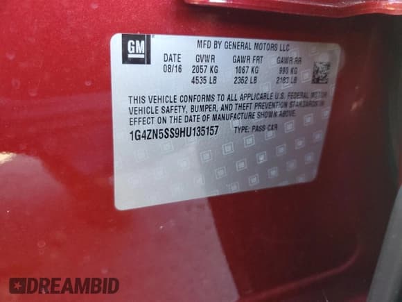 ✅ 2017 Buick LaCrosse Preferred • VIN: 1G4ZN5SS9HU135157 • Lot: 69949374. Wystawiony na Copart z przebiegiem 91 117 mil. Bezpłatny archiwum sprzedaży aukcyjnych z USA i szczegółowy raport historii pojazdu na DreamBid. Zdjęcie 13.