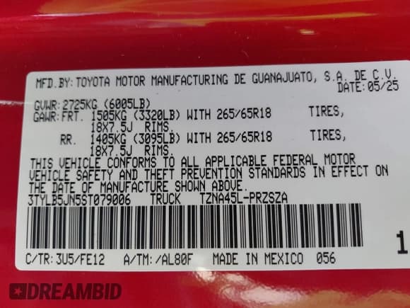 ✅ 2025 Toyota Tacoma SR • VIN: 3TYLB5JN5ST079006 • Лот: 42586963. Опубликован ранее на IAAI с пробегом 1 824 миль. Бесплатный доступ к архиву аукционных продаж из США и подробный отчёт об истории автомобиля на DreamBid. Изображение 9.