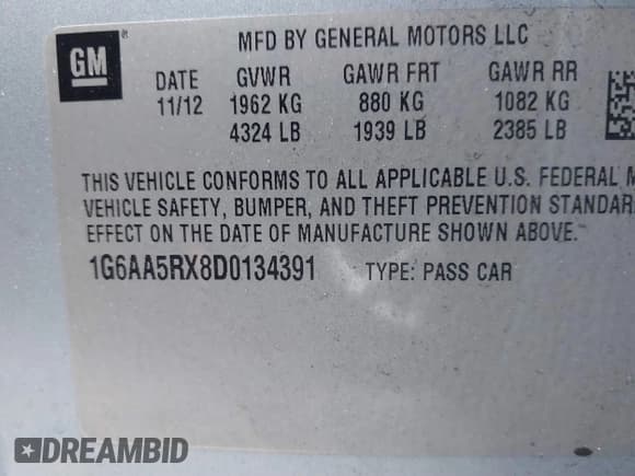 ✅ 2013 Cadillac ATS • VIN: 1G6AA5RX8D0134391 • Lot: 41563698. Listed on IAAI with 175,518 mi. Free auction sales archive from the USA and detailed vehicle history report at DreamBid. Image 9.
