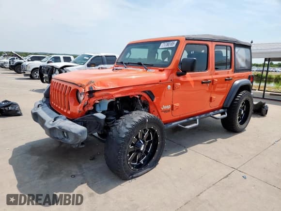 ✅ 2018 Jeep Wrangler Unlimited Sport • VIN: 1C4HJXDG7JW172489 • Lot: 71780185. Listed on Copart with 75,213 mi. Free auction sales archive from the USA and detailed vehicle history report at DreamBid. Image 1.