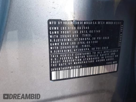 ✅ 2023 Volkswagen Tiguan SE R-Line Black • VIN: 3VVCB7AX9PM132551 • Лот: 43126052. Опубликован ранее на IAAI с пробегом 25 795 миль. Бесплатный доступ к архиву аукционных продаж из США и подробный отчёт об истории автомобиля на DreamBid. Изображение 9.