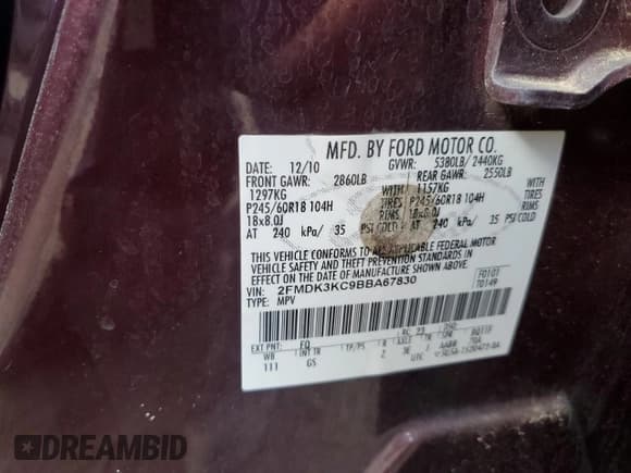 ✅ 2011 Ford Edge Limited • VIN: 2FMDK3KC9BBA67830 • Lot: 93731775. Wystawiony na Copart z przebiegiem 221 040 mil. Bezpłatny archiwum sprzedaży aukcyjnych z USA i szczegółowy raport historii pojazdu na DreamBid. Zdjęcie 14.