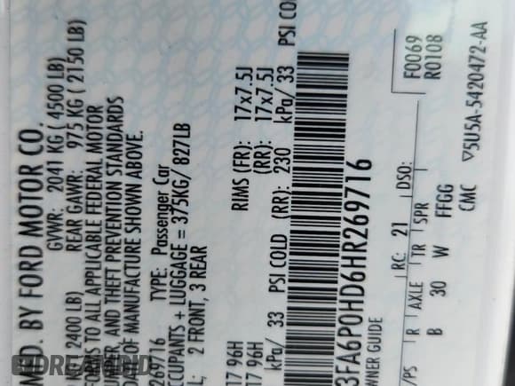 ✅ 2017 Ford Fusion SE • VIN: 3FA6P0HD6HR269716 • Лот: 82628535. Опубликован ранее на Copart с пробегом 130 746 миль. Бесплатный доступ к архиву аукционных продаж из США и подробный отчёт об истории автомобиля на DreamBid. Изображение 12.