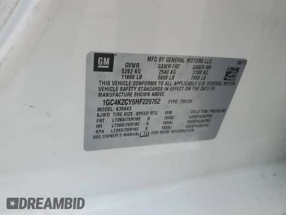 2017 Chevrolet Silverado 3500HD LT с VIN 1GC4KZCY6HF229762, выставлен на аукционе Copart как лот 65267475 с пробегом 242 045 миль миль и Списание • Salvage title. История ставок и продаж доступна на DreamBid. Изображение 13.