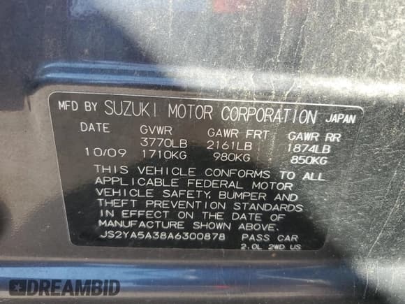 ✅ 2010 Suzuki SX4 • VIN: JS2YA5A38A6300878 • Lot: 71271965. Wystawiony na Copart z przebiegiem 94 221 mil. Bezpłatny archiwum sprzedaży aukcyjnych z USA i szczegółowy raport historii pojazdu na DreamBid. Zdjęcie 13.