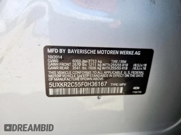 ✅ 2015 BMW X5 sDrive35i • VIN: 5UXKR2C55F0H36167 • Лот: 82116245. Опубликован ранее на Copart с пробегом 104 598 миль. Бесплатный доступ к архиву аукционных продаж из США и подробный отчёт об истории автомобиля на DreamBid. Изображение 13.