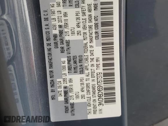 ✅ 2025 Mazda CX-30 S Carbon Edition • VIN: 3MVDMBCM6SM767379 • Lot: 69188845. Listed on Copart with 18,318 mi. Free auction sales archive from the USA and detailed vehicle history report at DreamBid. Image 13.