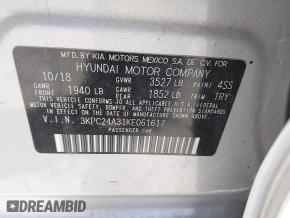 ✅ 2019 Hyundai Accent SE • VIN: 3KPC24A31KE061617 • Лот: 40635185. Опубликован ранее на IAAI с пробегом 81 776 миль. Бесплатный доступ к архиву аукционных продаж из США и подробный отчёт об истории автомобиля на DreamBid. Изображение 9.